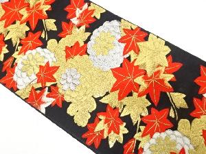 アンティーク　紅葉に菊模様織り出し袋帯（材料）